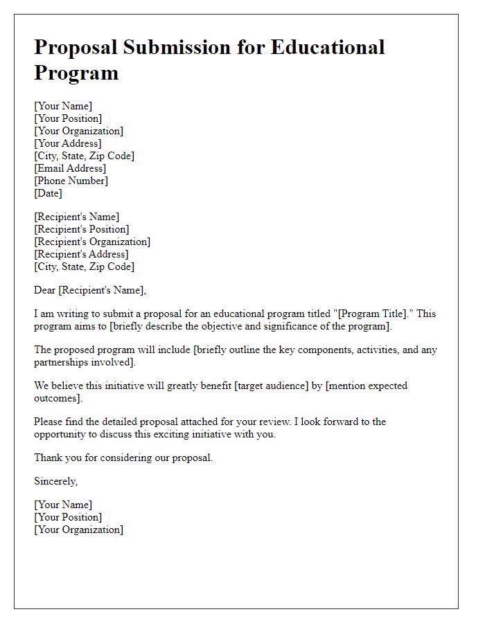 Letter template of educational program proposal submission