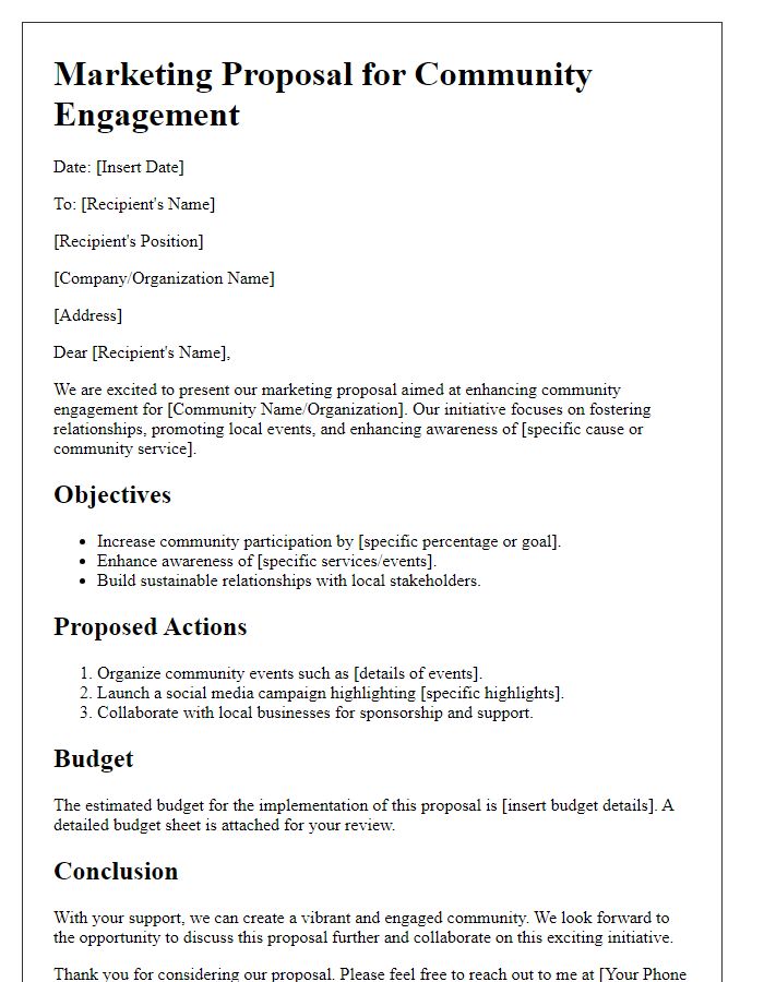 Letter template of marketing proposal for community engagement