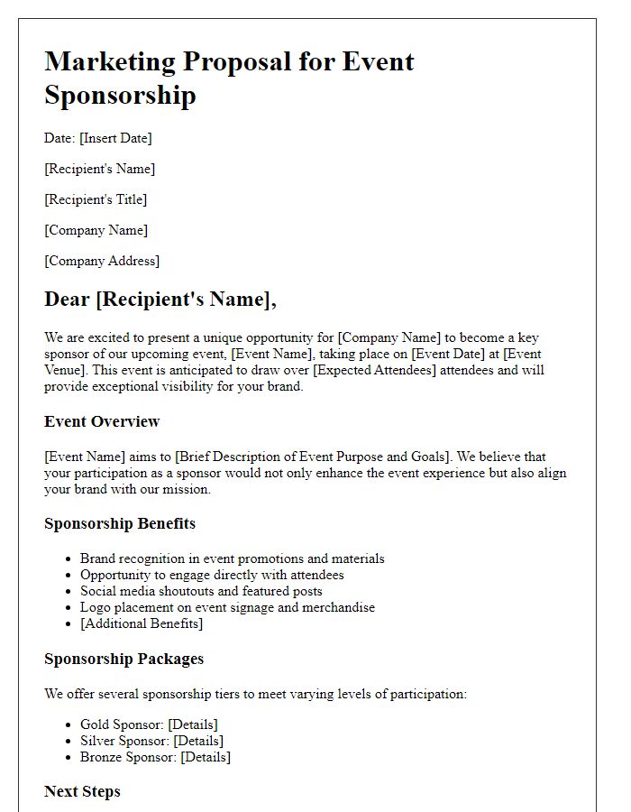 Letter template of marketing proposal for event sponsorship