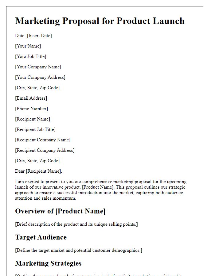 Letter template of marketing proposal for product launch