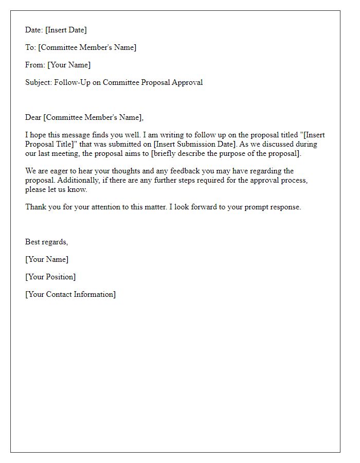 Letter template of committee proposal approval follow-up