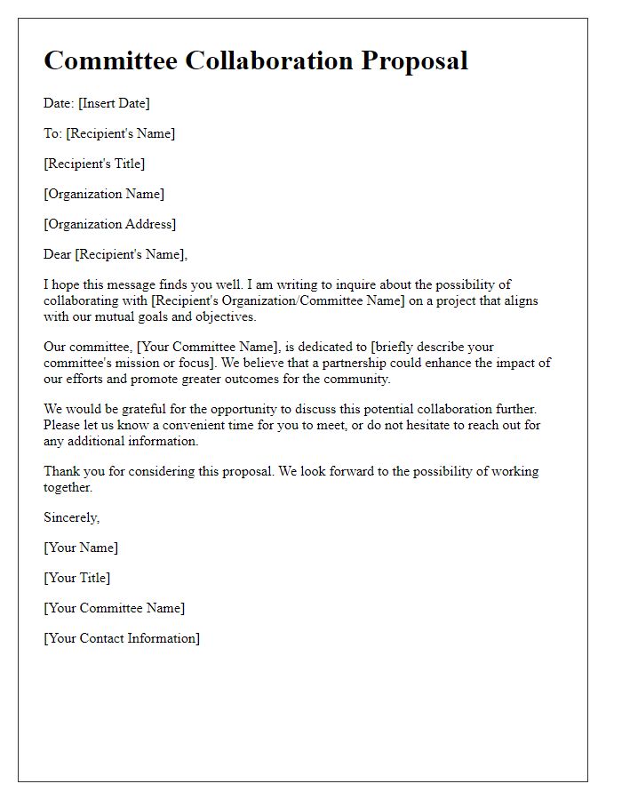 Letter template of committee proposal collaboration inquiry