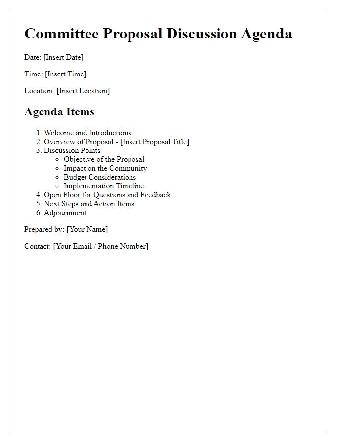 Letter template of committee proposal discussion agenda