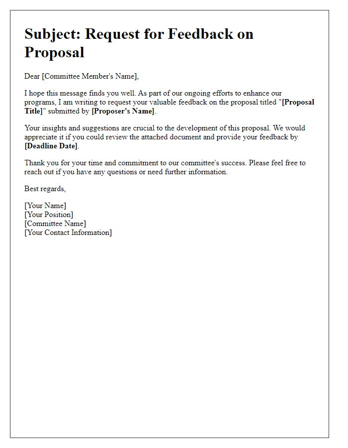 Letter template of committee proposal feedback solicitation