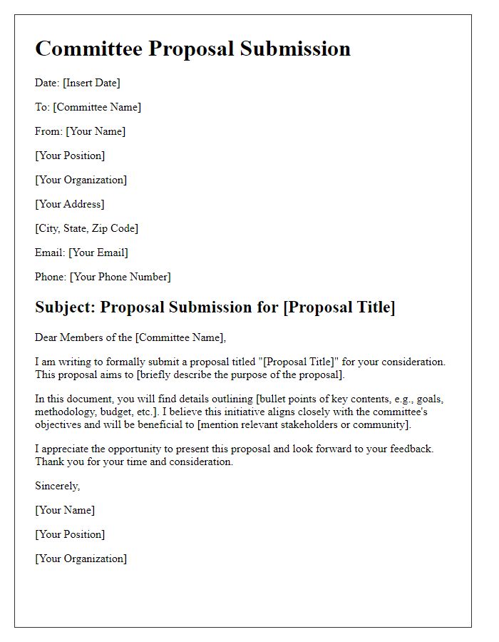 Letter template of committee proposal submission