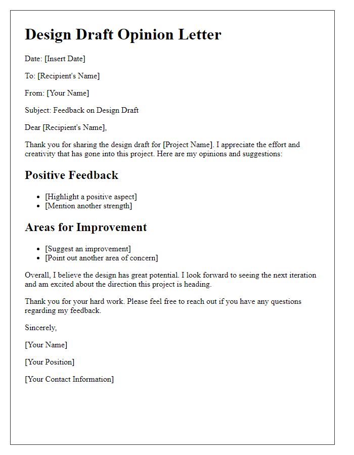 Letter template of design draft opinions