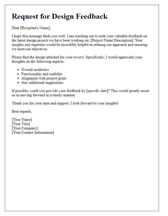 Letter template of design feedback solicitation