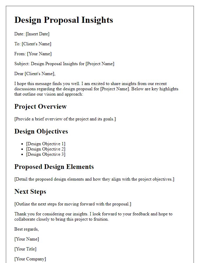 Letter template of design proposal insights