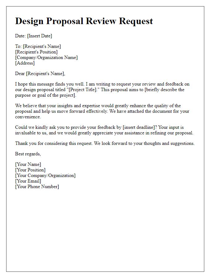 Letter template of design proposal review request