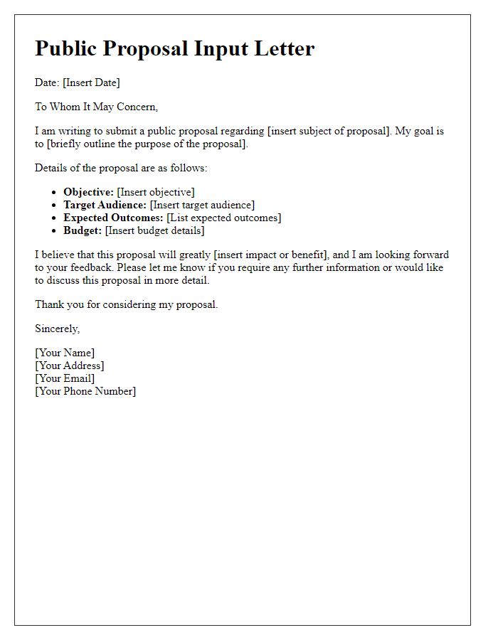 Letter template of public proposal input