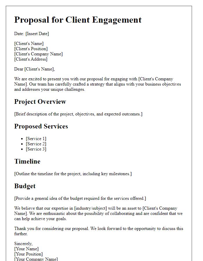 Letter template of digital proposal for client engagement