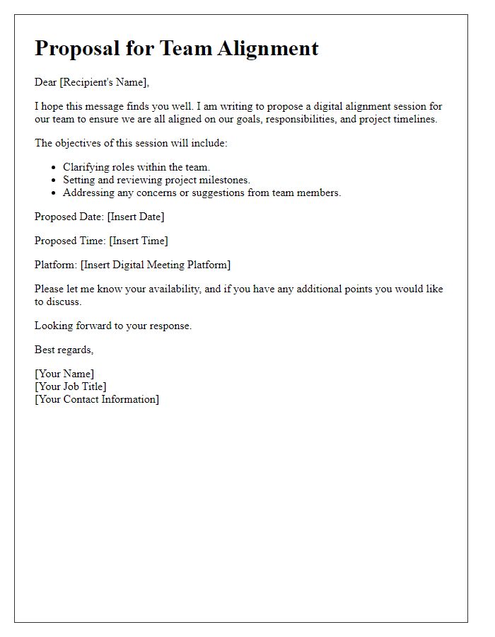 Letter template of digital proposal for team alignment