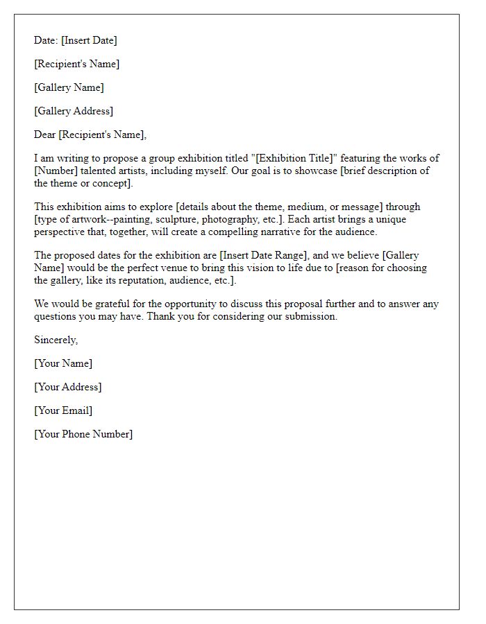 Letter template of art proposal for group exhibition