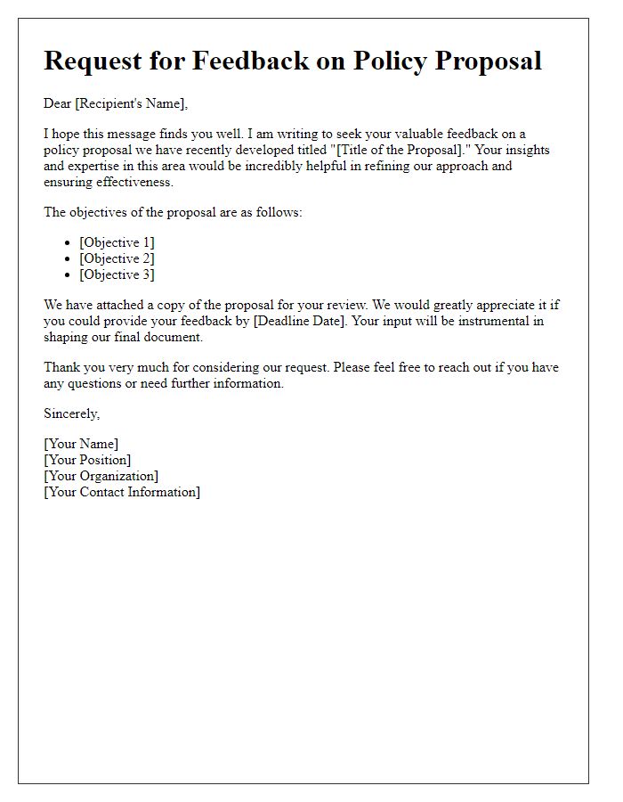 Letter template of request for policy proposal feedback.