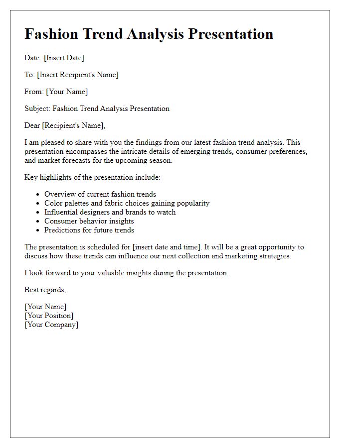 Letter template of fashion trend analysis presentation