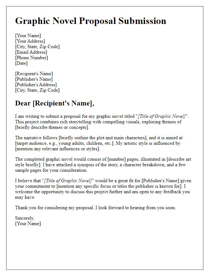 Letter template of graphic novel proposal submission