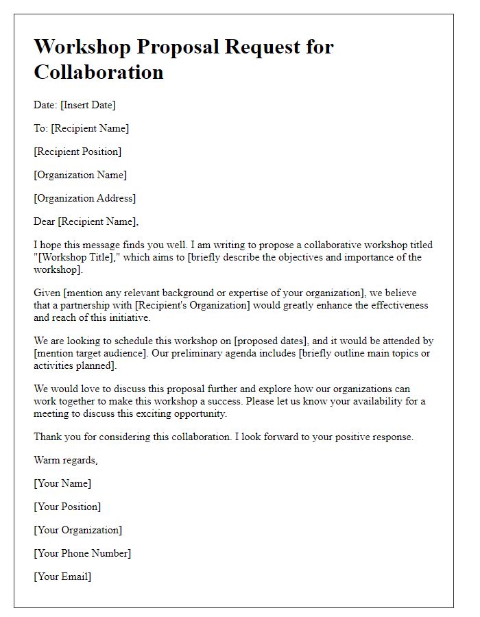 Letter template of workshop proposal request for collaboration