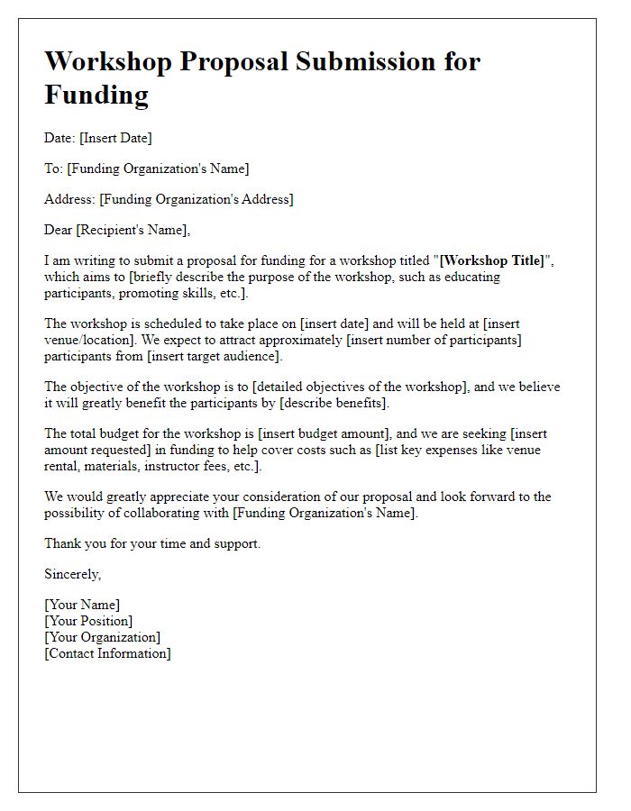 Letter template of workshop proposal submission for funding