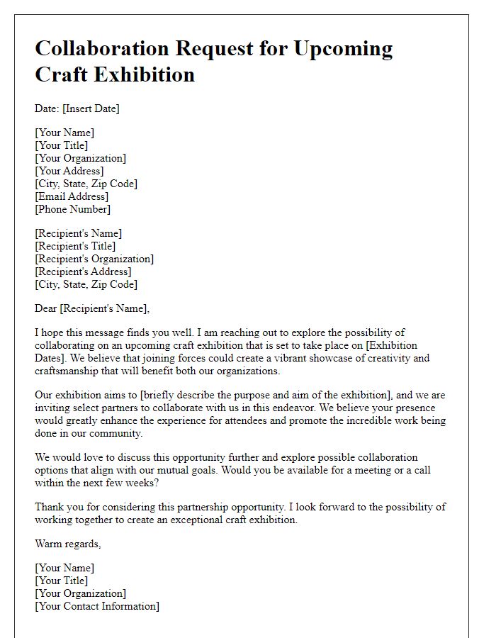 Letter template of craft exhibition collaboration request