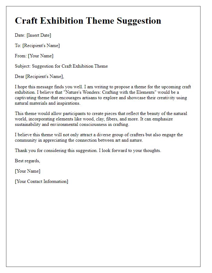 Letter template of craft exhibition theme suggestion