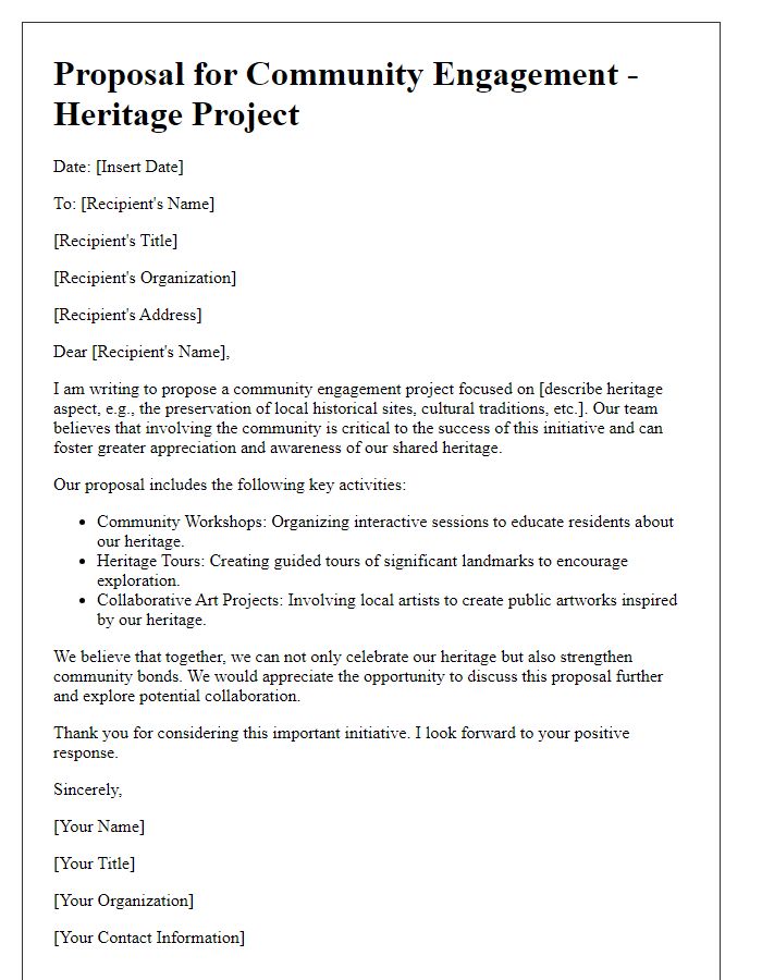 Letter template of heritage proposal for community engagement