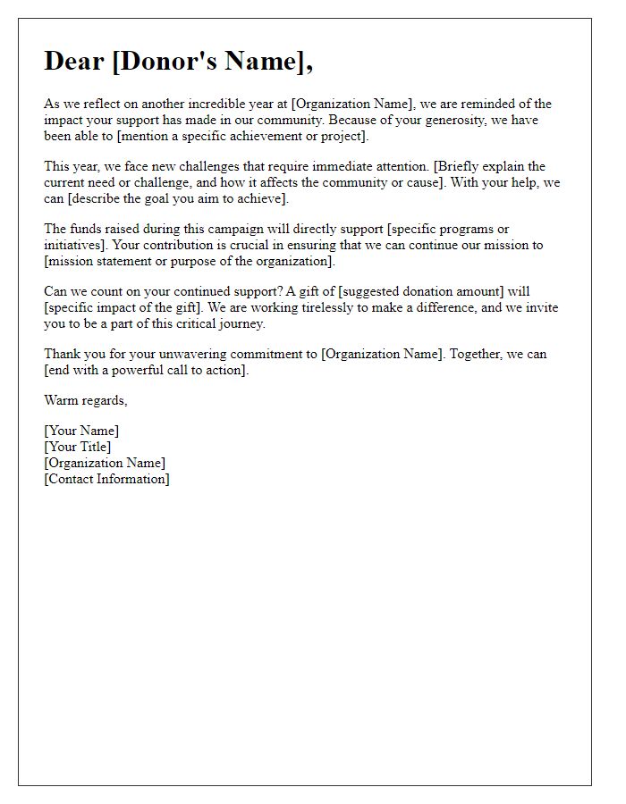 Letter template of compelling annual fundraising appeal