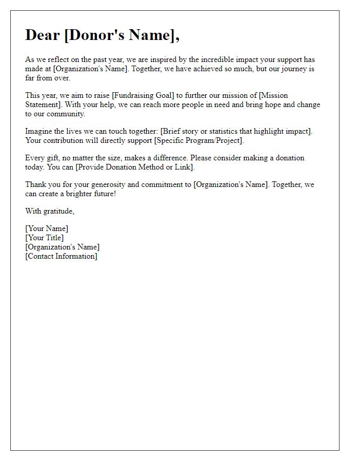 Letter template of creative annual fundraising appeal