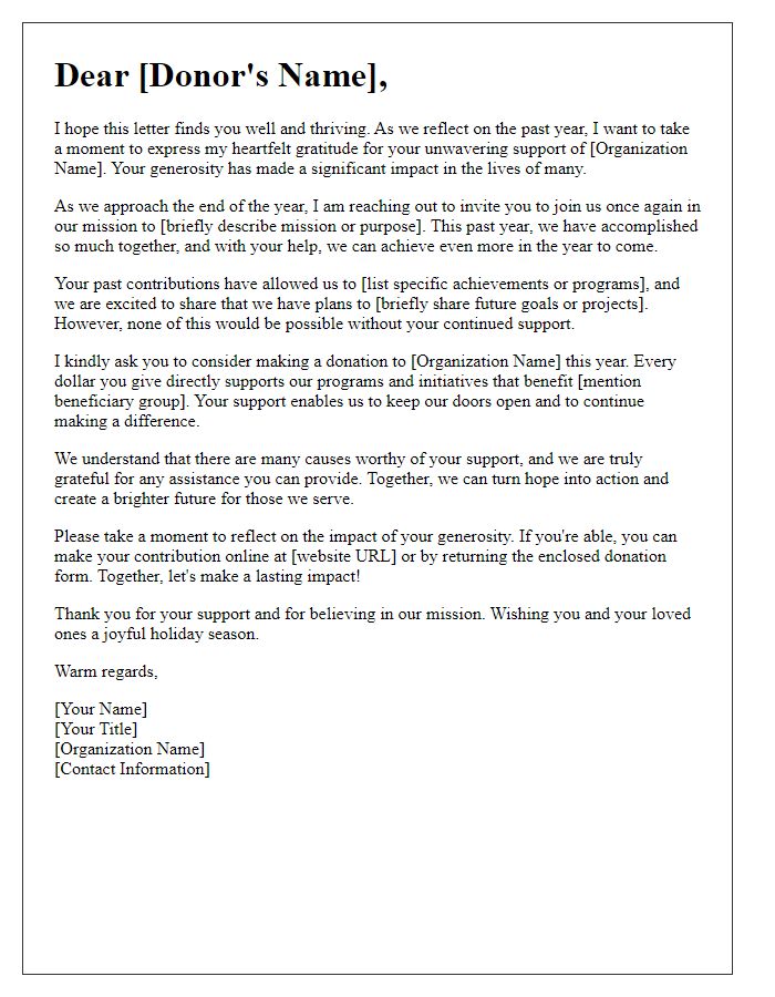 Letter template of heartfelt annual fundraising appeal