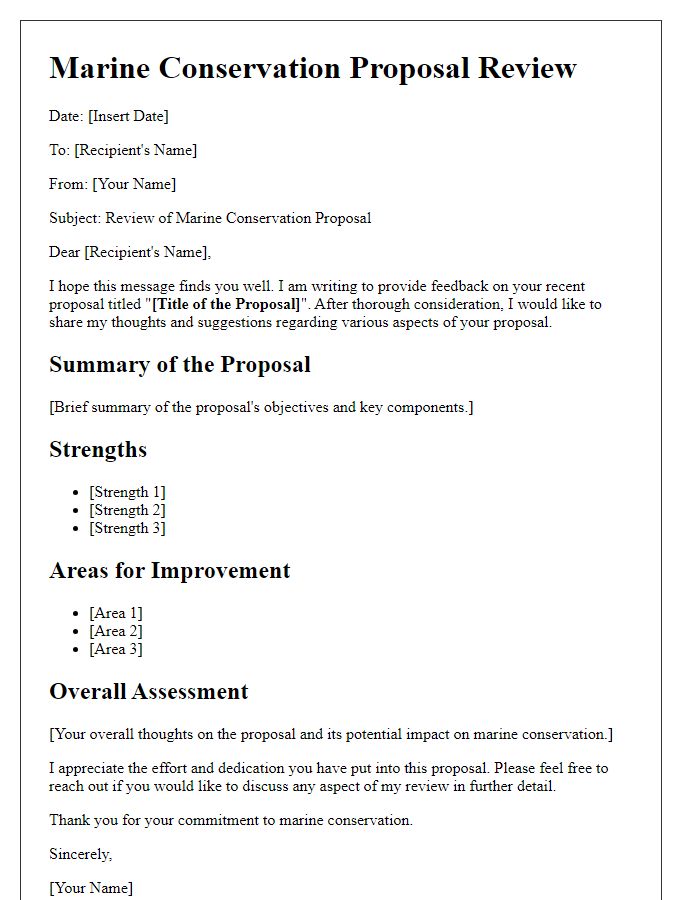 Letter template of marine conservation proposal review