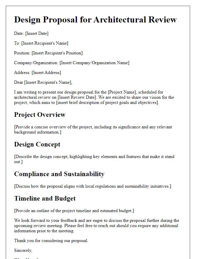 Letter template of design proposal for architecture review