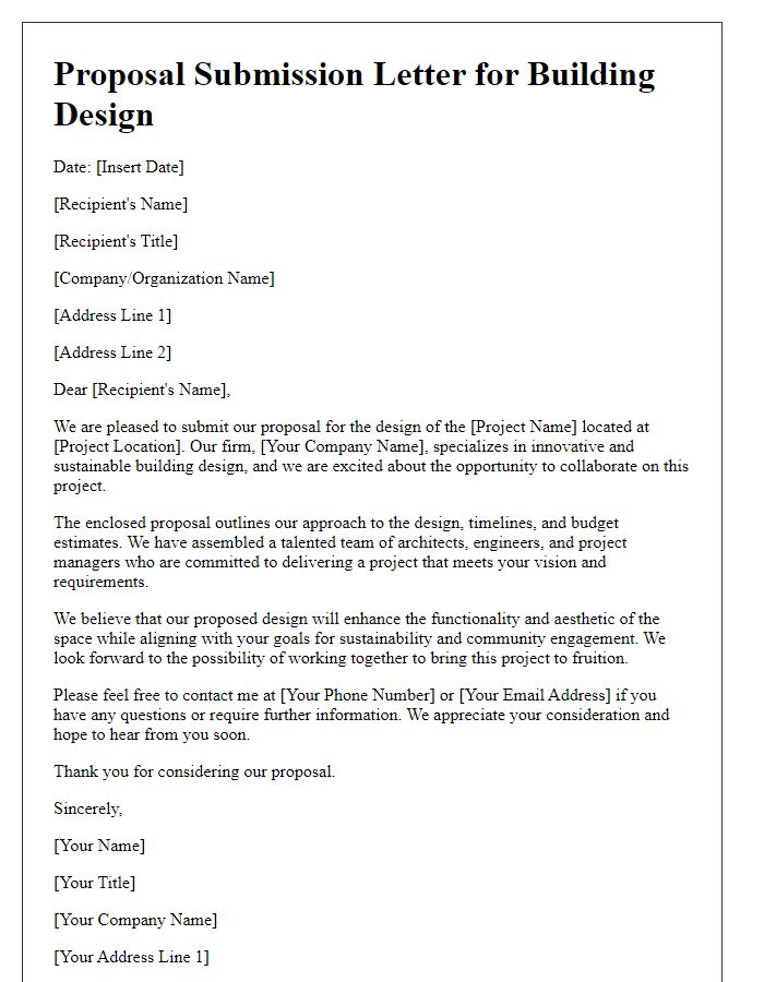 Letter template of proposal submission for building design