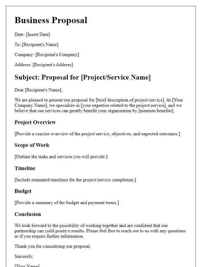 Letter template of business proposal draft