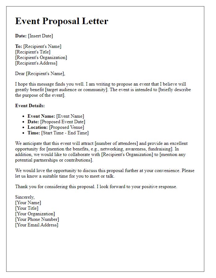 Letter template of event proposal