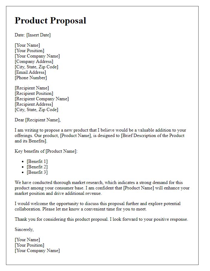 Letter template of product proposal