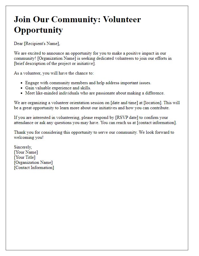 Letter template of community engagement for volunteer recruitment