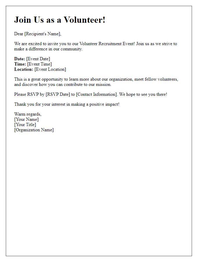 Letter template of event invitation for volunteer recruitment