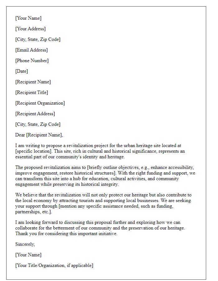 Letter template of heritage proposal for urban heritage site revitalization