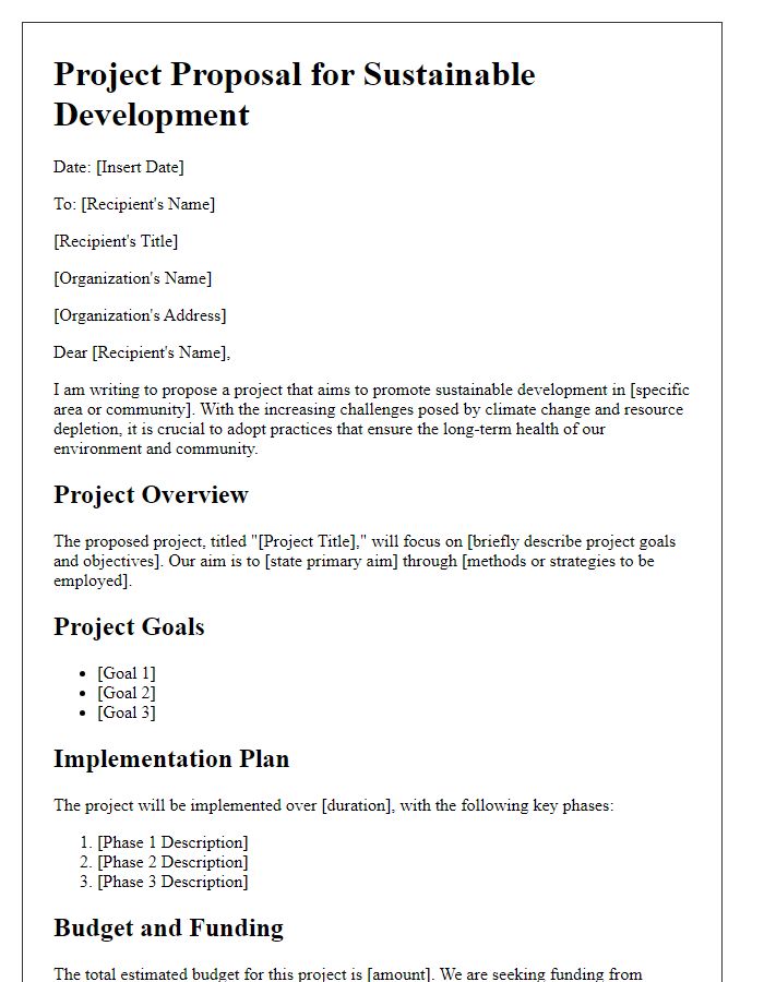 Letter template of sustainable development project proposal