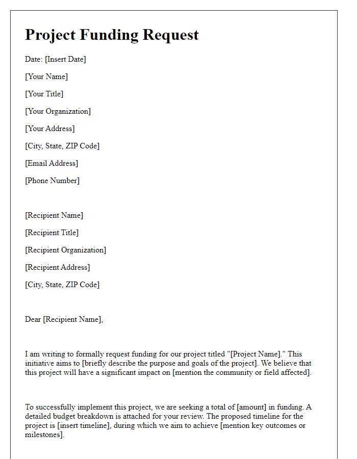 Letter template of project funding request