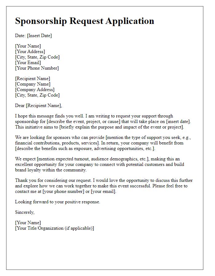 Letter template of sponsorship request application