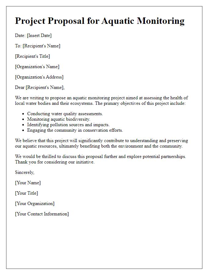 Letter template of aquatic monitoring project proposal