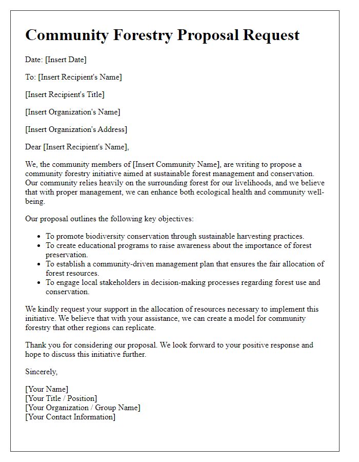 Letter template of community forestry proposal allocation