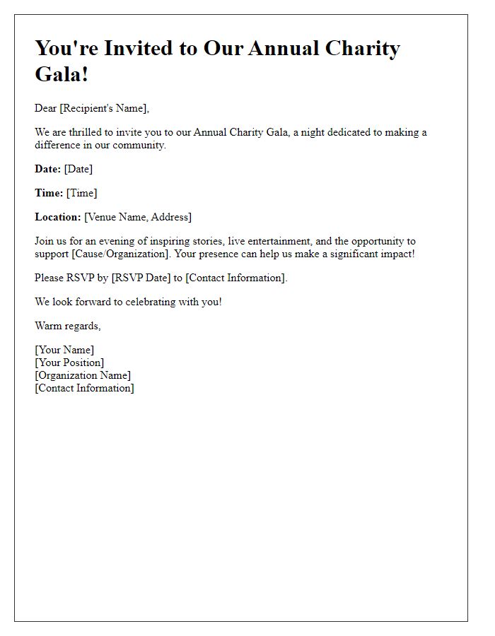 Letter template of charity event invitation