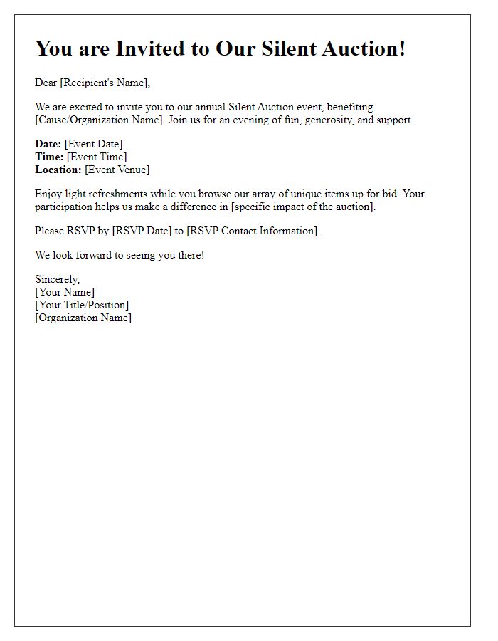 Letter template of silent auction invitation