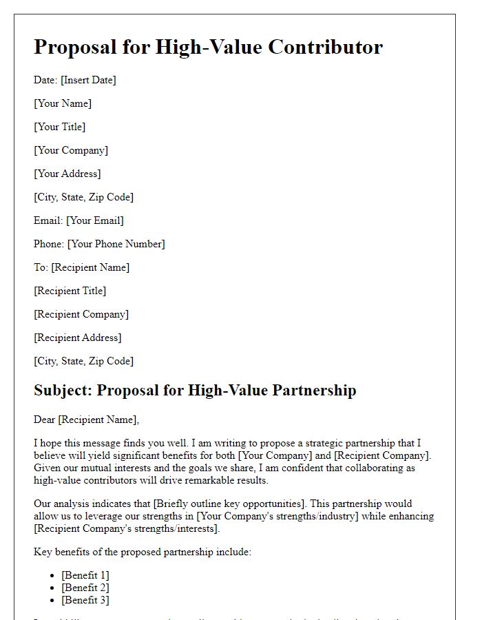 Letter template of proposal for high-value contributor