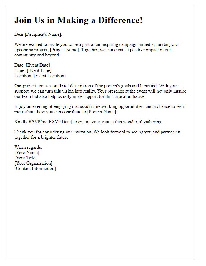 Letter template of inspiring campaign invitation for project funding