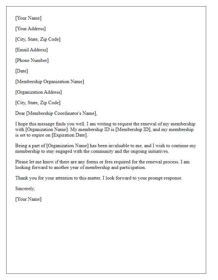 Letter template of membership renewal request