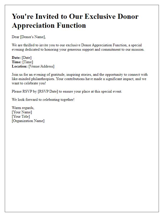 Letter template of invitation for exclusive donor appreciation function