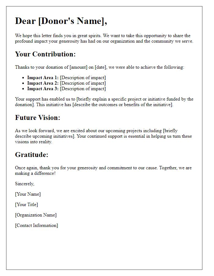 Letter template of Donor Impact Results Sharing