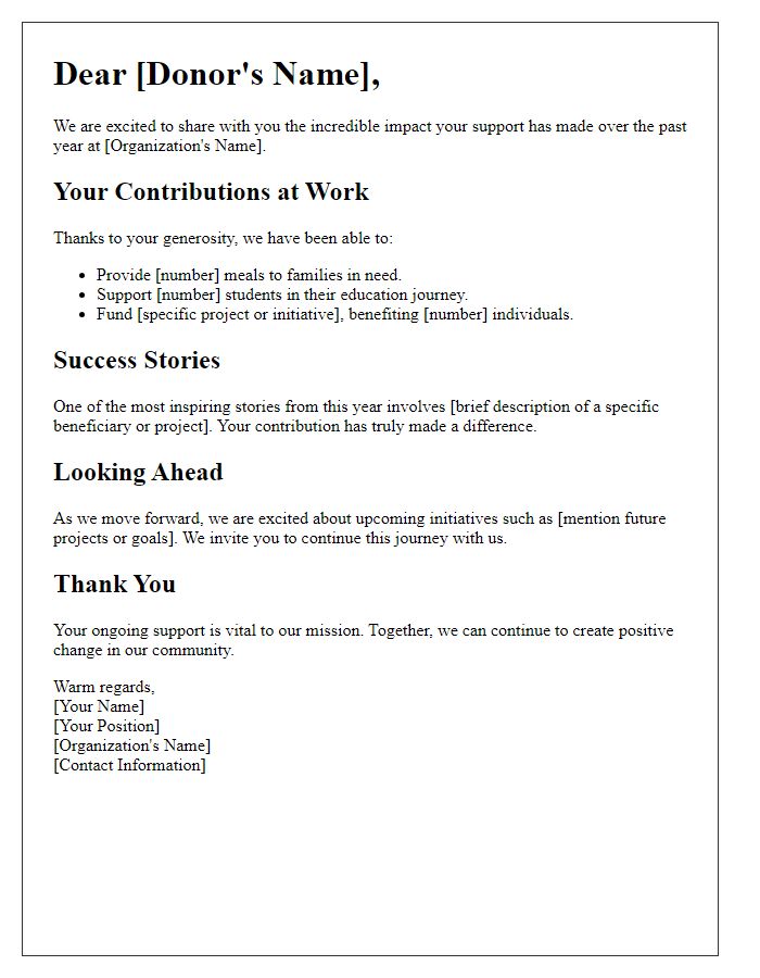 Letter template of Donor Impact Summary Announcement